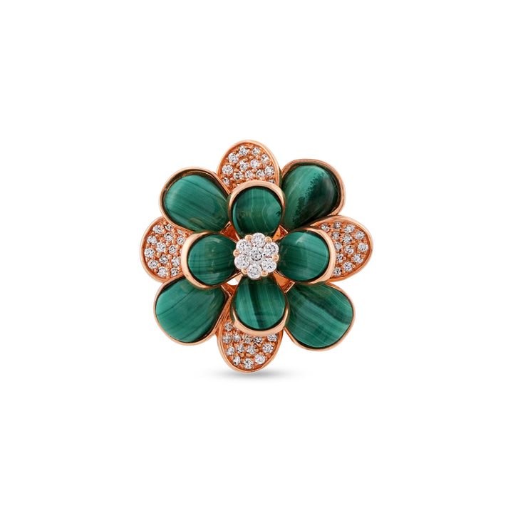 Ronza Rose Gold Diamond Earrings with Malachite