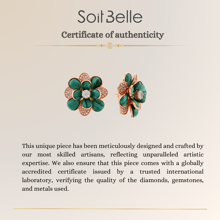 Ronza Rose Gold Diamond Earrings with Malachite
