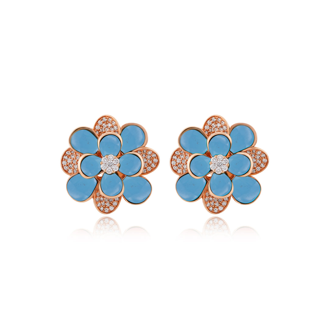 Ronza Rose Gold Diamond Earrings with Malachite