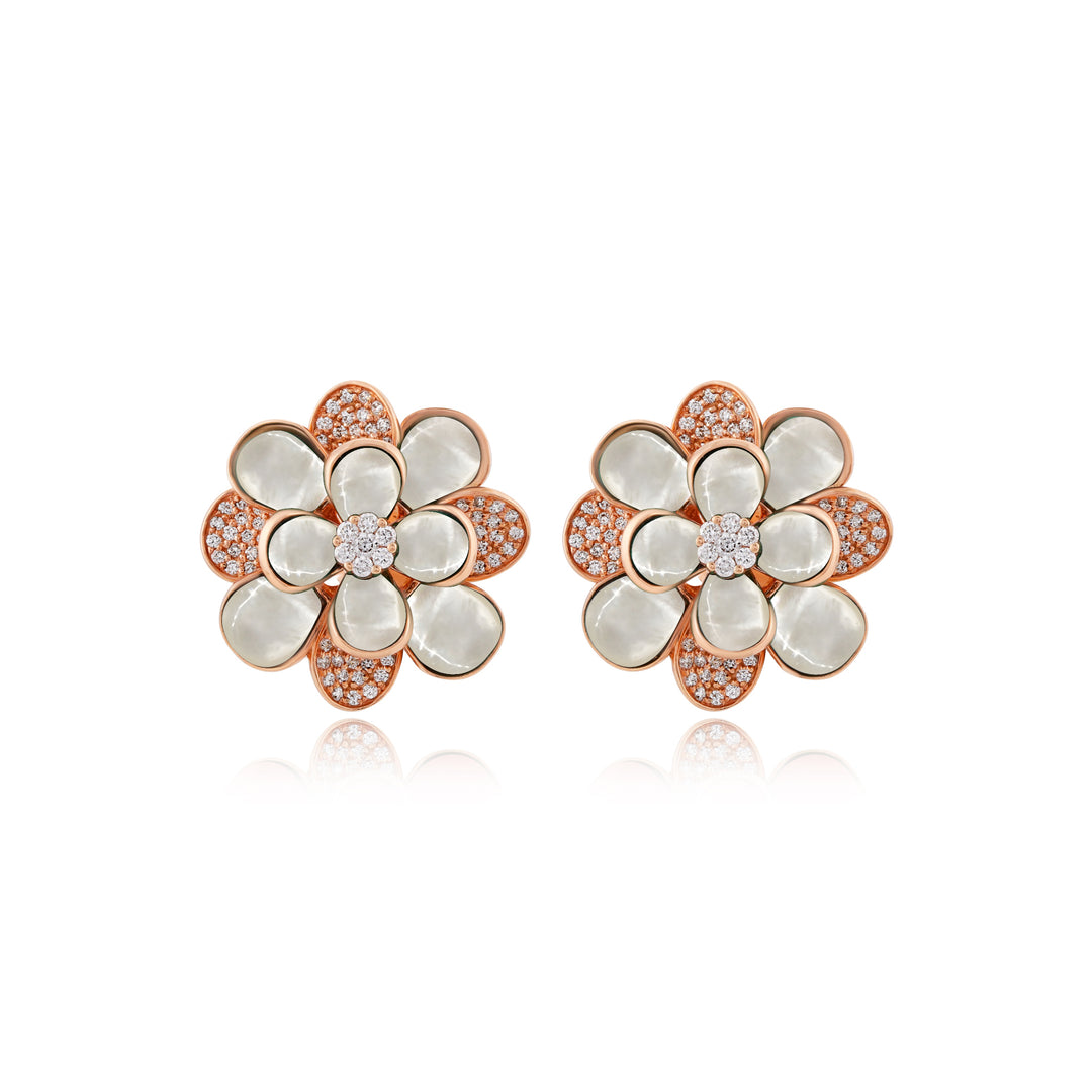 Ronza Rose Gold Diamond Earrings with Malachite
