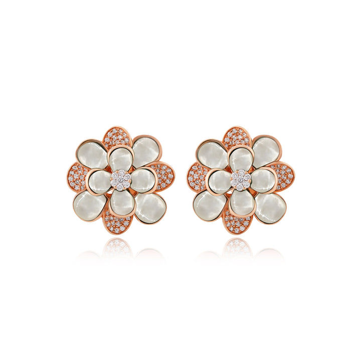 Ronza Rose Gold Diamond Earrings with Malachite
