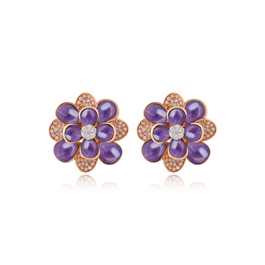 Ronza Rose Gold Diamond Earrings with Malachite