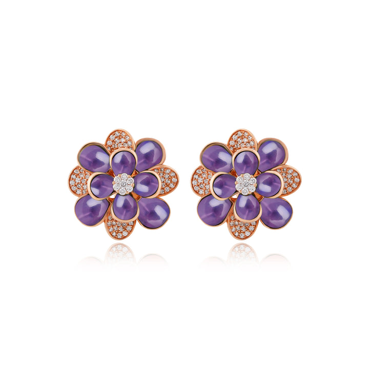 Ronza Rose Gold Diamond Earrings with Malachite