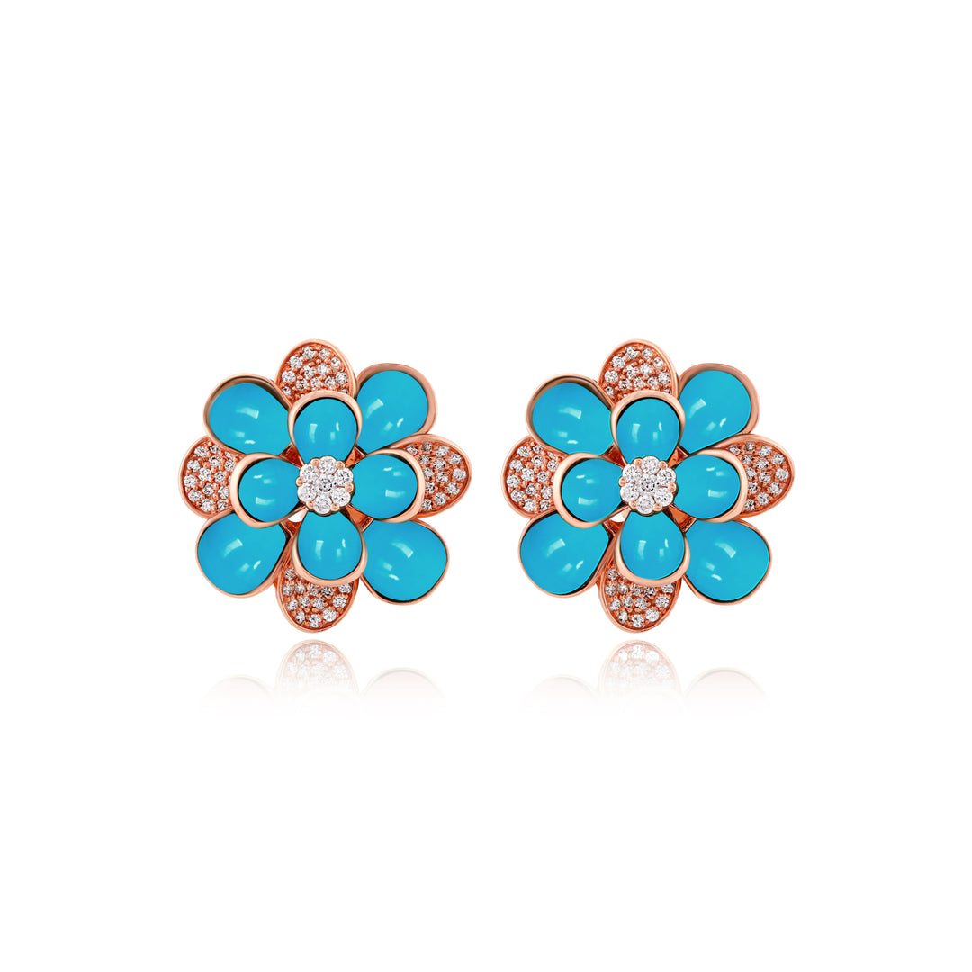 Ronza Rose Gold Diamond Earrings with Malachite