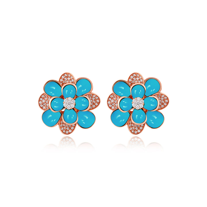 Ronza Rose Gold Diamond Earrings with Malachite