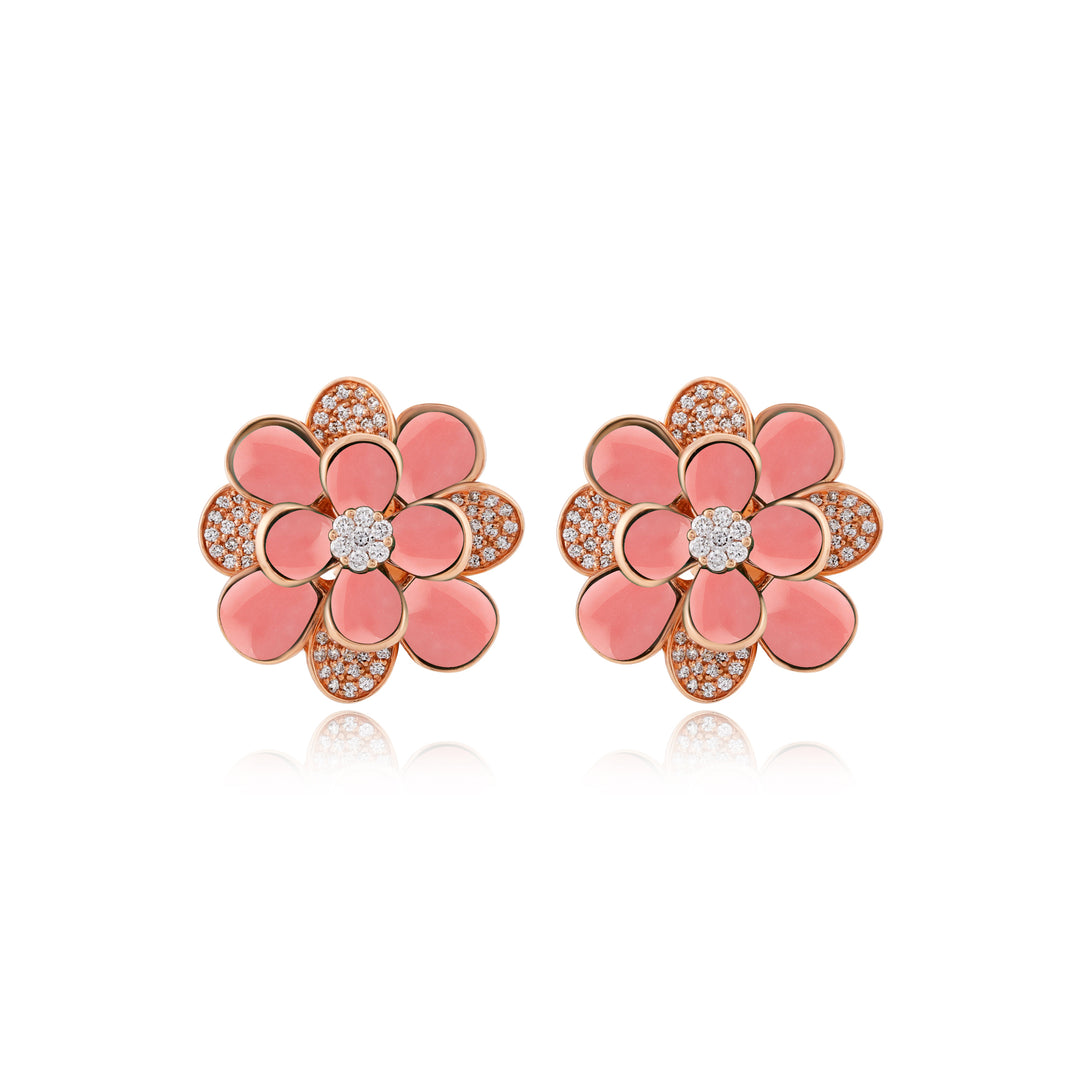 Ronza Rose Gold Diamond Earrings with Malachite