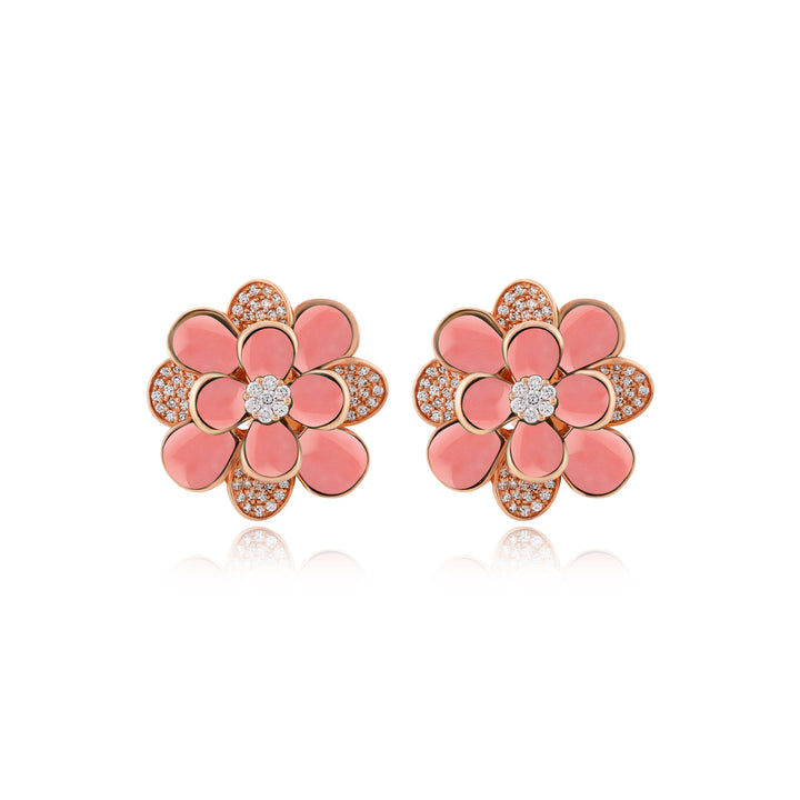 Ronza Rose Gold Diamond Earrings with Malachite