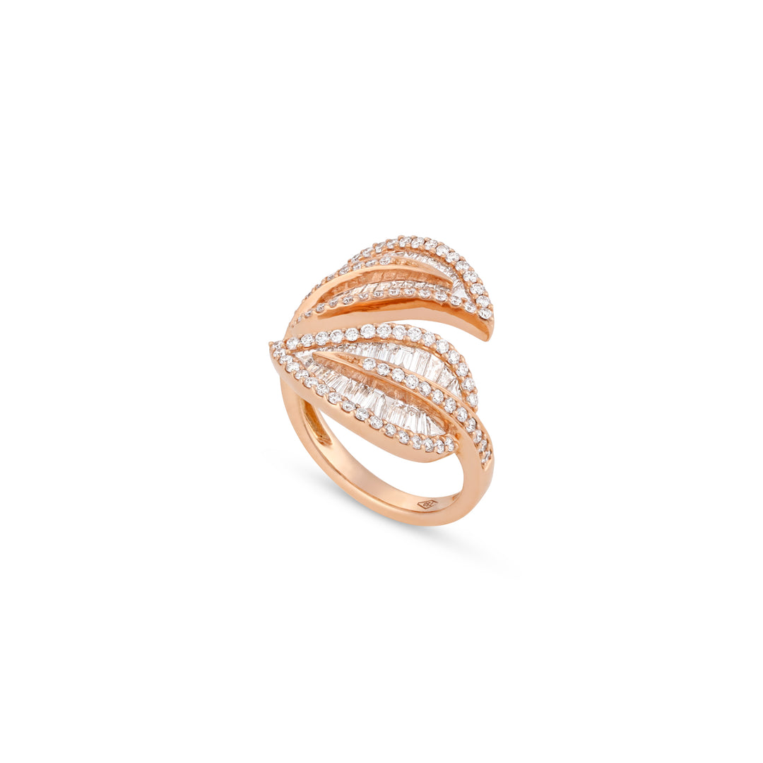 Ronza Rose Gold Diamond Leaf Ring