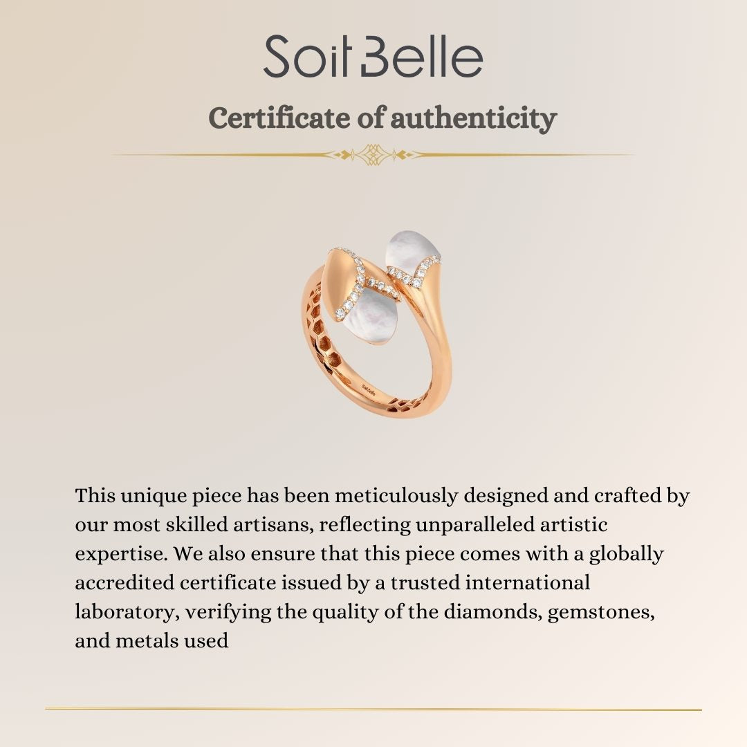 Ronza Rose Gold Double-Head Leaf Diamond Ring