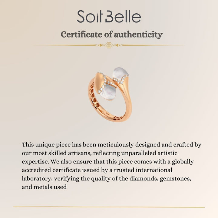 Ronza Rose Gold Double-Head Leaf Diamond Ring