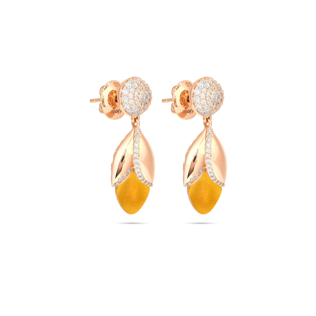 Ronza Rose Gold Diamond Earrings with Lemon Quartzite