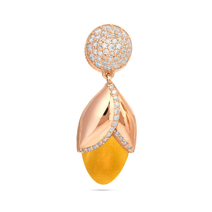 Ronza Rose Gold Diamond Earrings with Lemon Quartzite