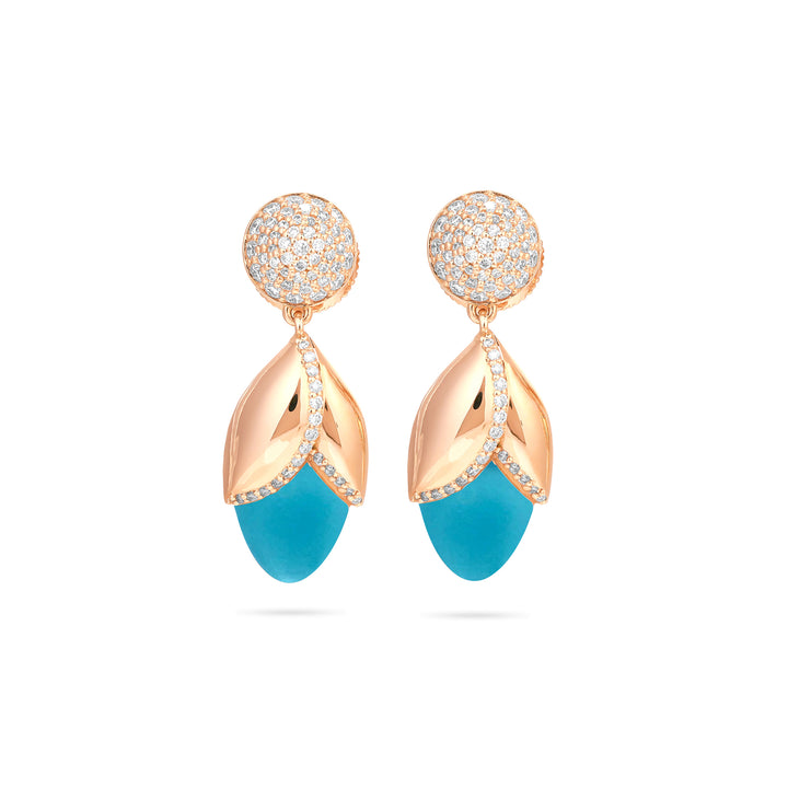 Ronza Rose Gold Diamond Earrings with Lemon Quartzite
