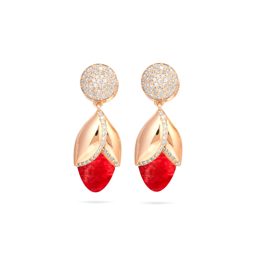 Ronza Rose Gold Diamond Earrings with Lemon Quartzite