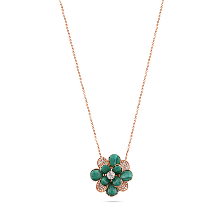 Ronza Rose Gold Diamond Pendant with Malachite