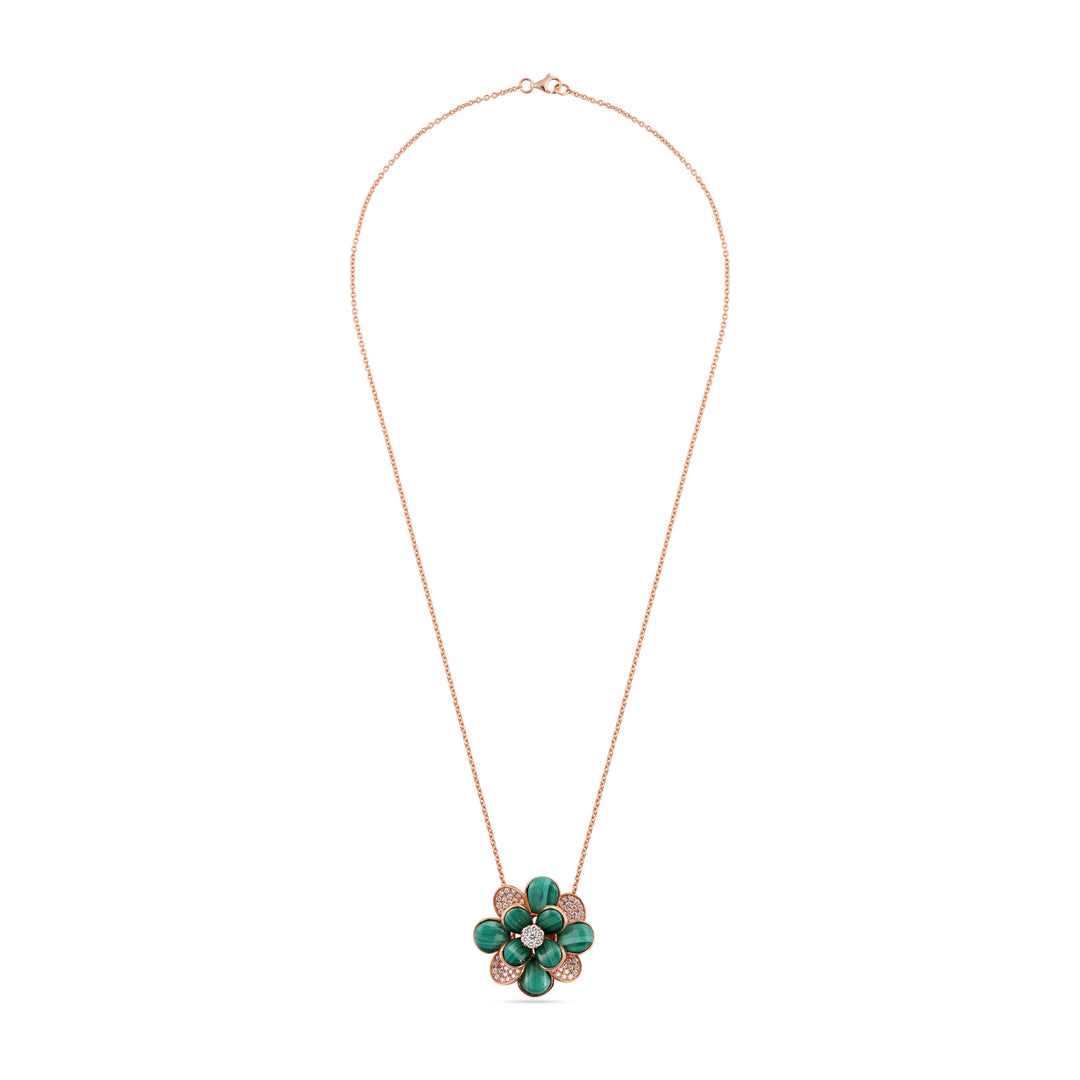 Ronza Rose Gold Diamond Pendant with Malachite
