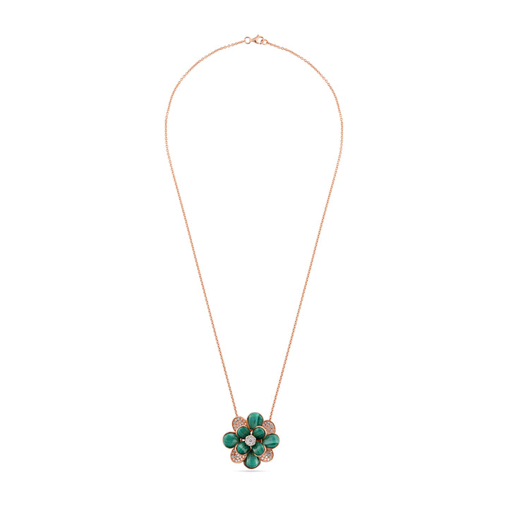 Ronza Rose Gold Diamond Pendant with Malachite