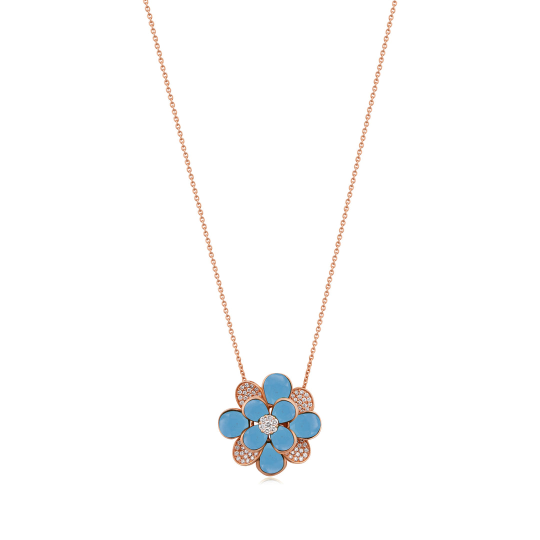 Ronza Rose Gold Diamond Pendant with Malachite