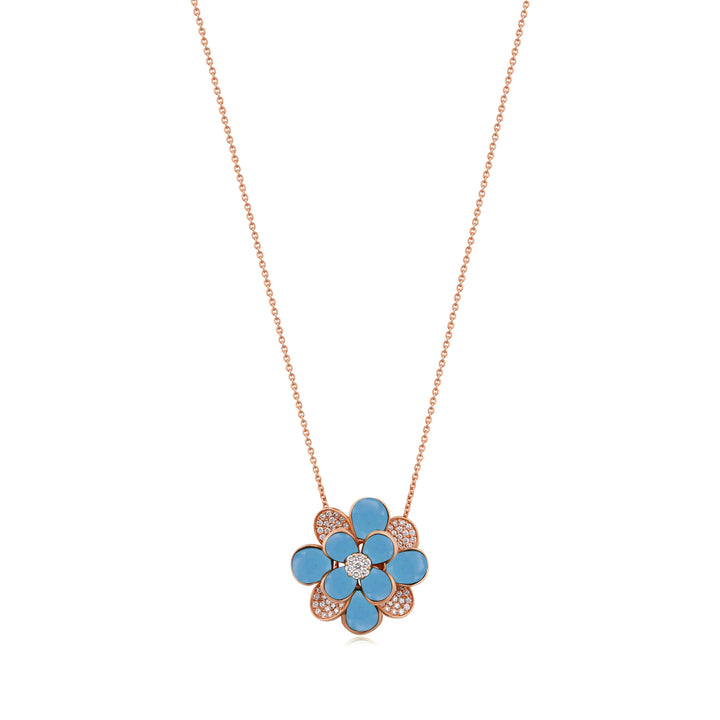 Ronza Rose Gold Diamond Pendant with Malachite