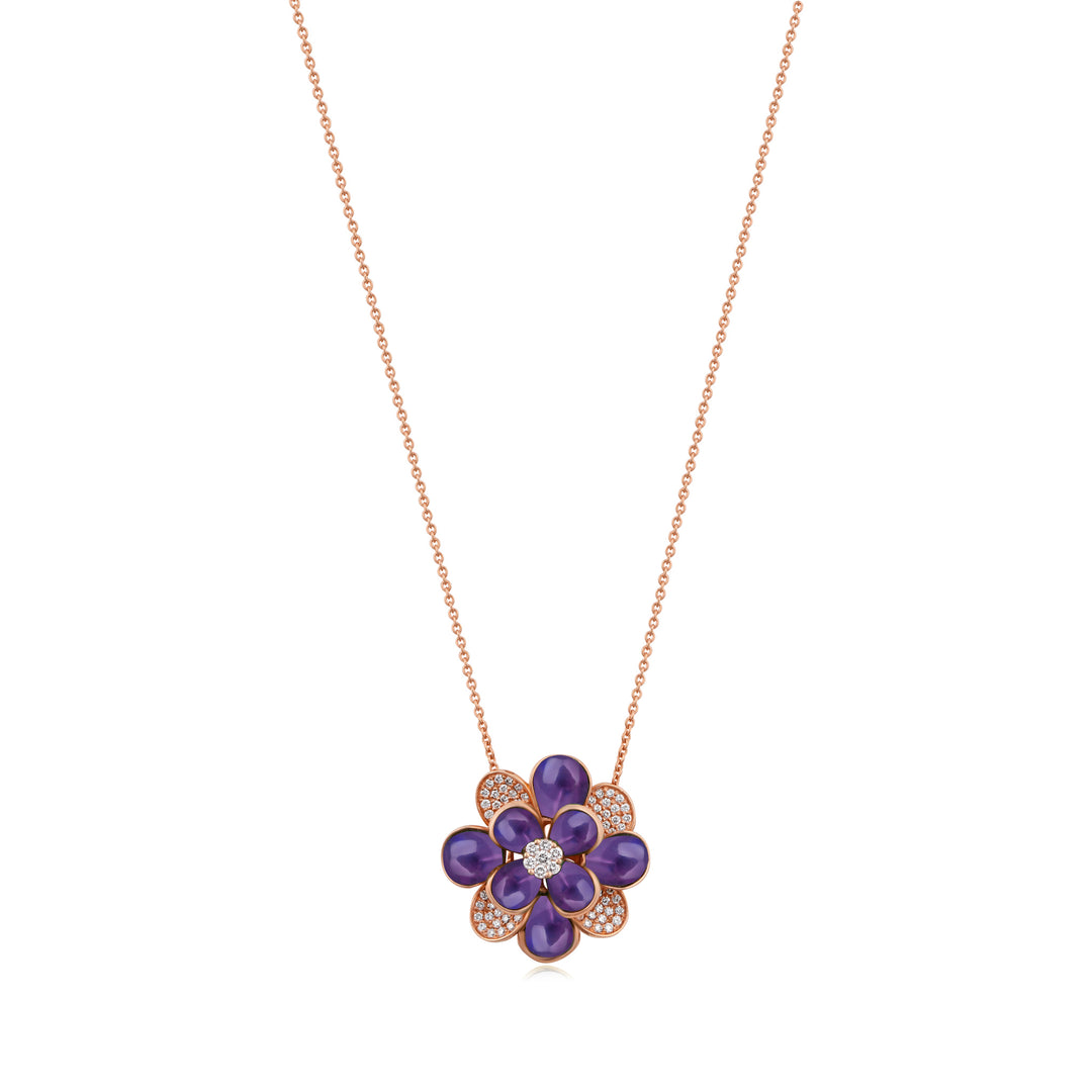 Ronza Rose Gold Diamond Pendant with Malachite
