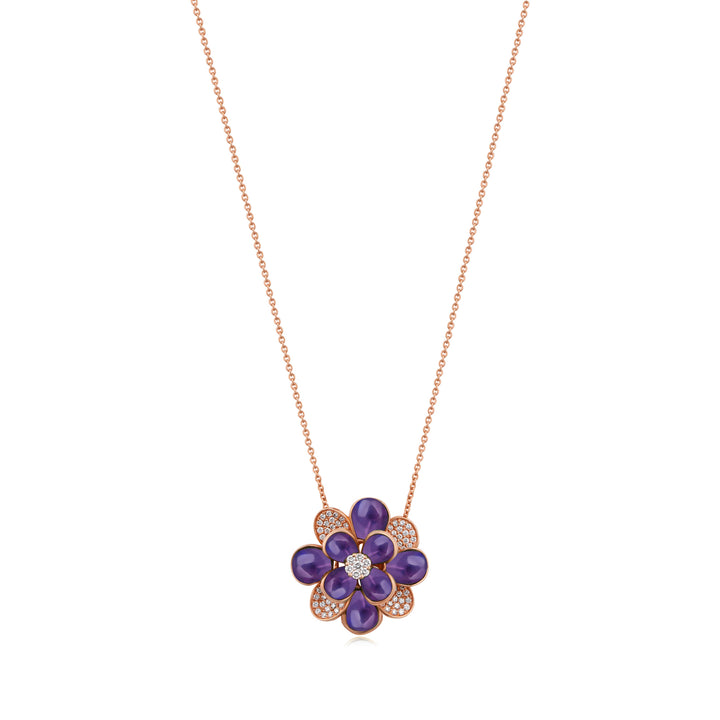 Ronza Rose Gold Diamond Pendant with Malachite