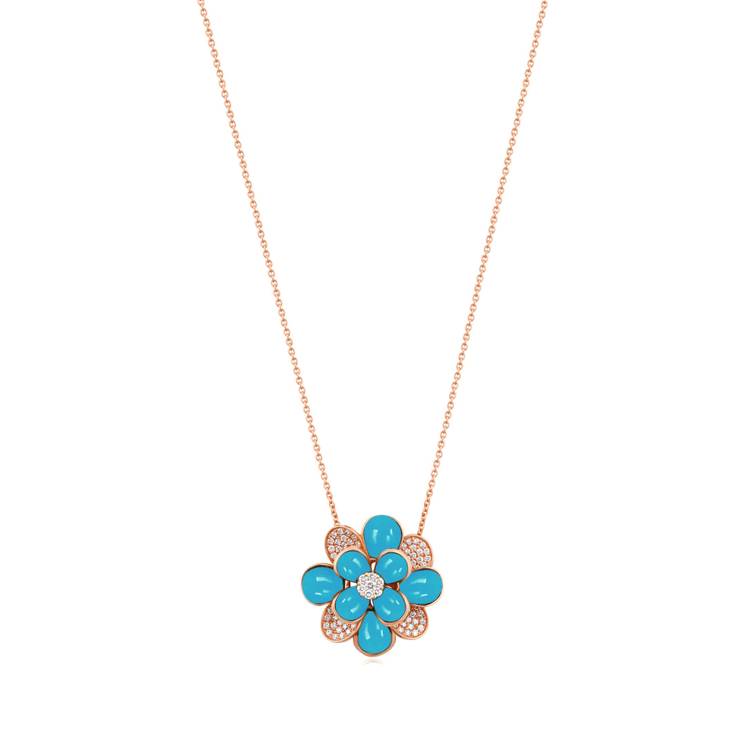 Ronza Rose Gold Diamond Pendant with Malachite