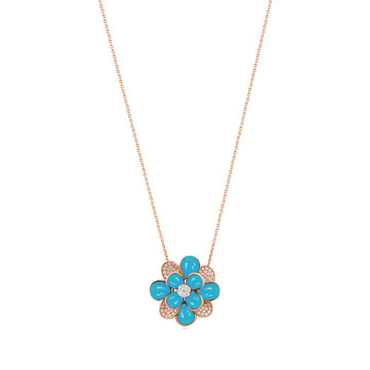 Ronza Rose Gold Diamond Pendant with Malachite