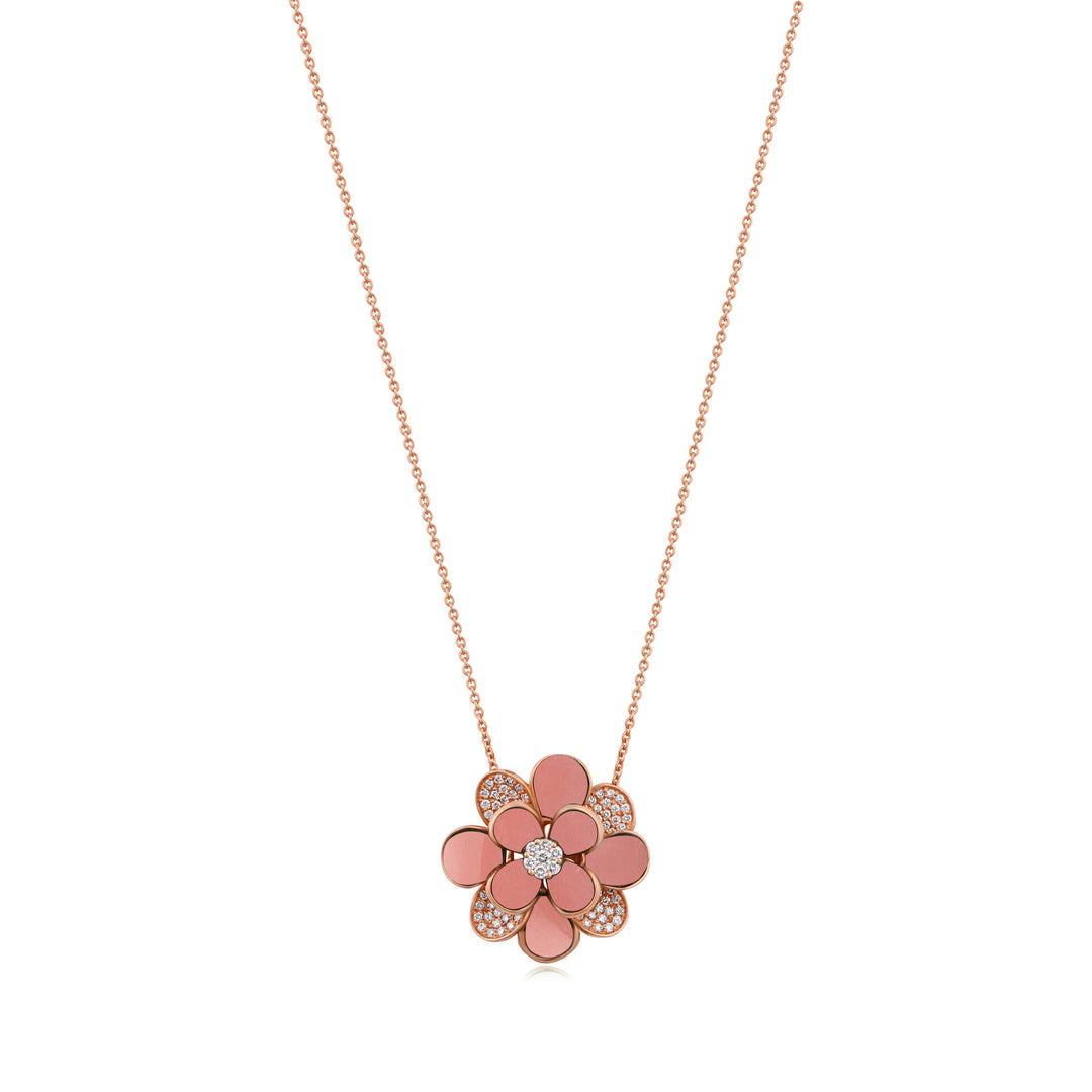 Ronza Rose Gold Diamond Pendant with Malachite