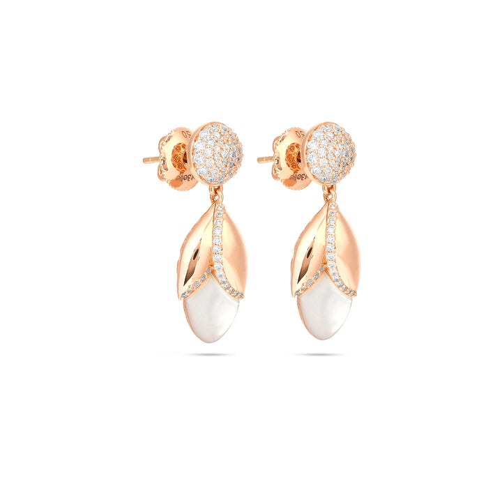 Ronza Rose Gold Diamond Earrings with Pink Mother of Pearl
