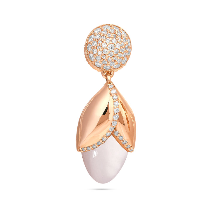 Ronza Rose Gold Diamond Earrings with Pink Mother of Pearl