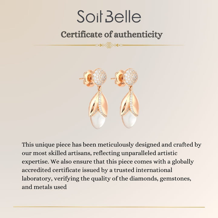 Ronza Rose Gold Diamond Earrings with Pink Mother of Pearl