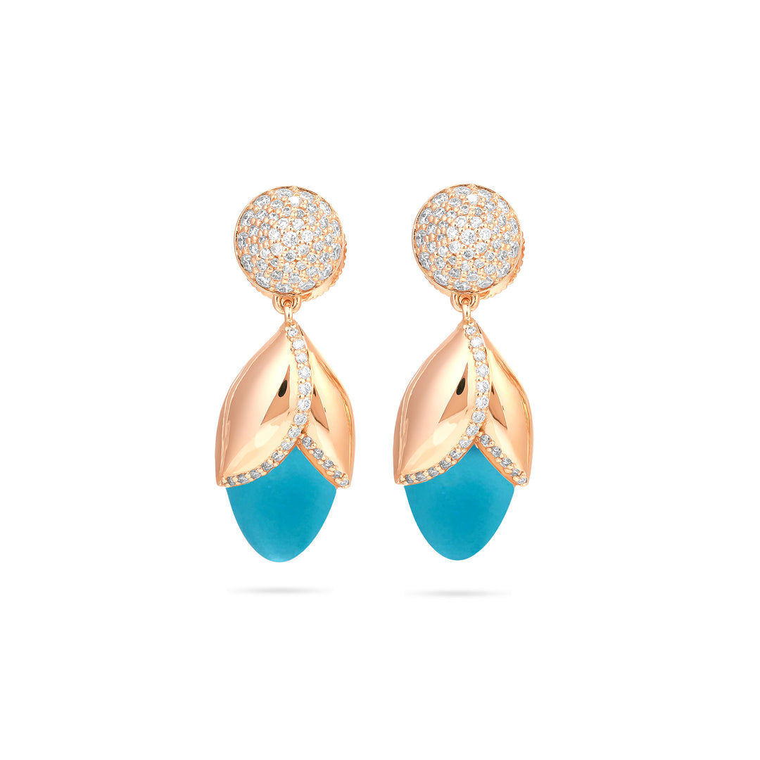 Ronza Rose Gold Diamond Earrings with Pink Mother of Pearl