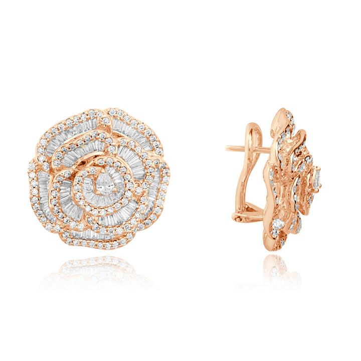Ronza Rose Gold Rose Petal Diamond Earrings