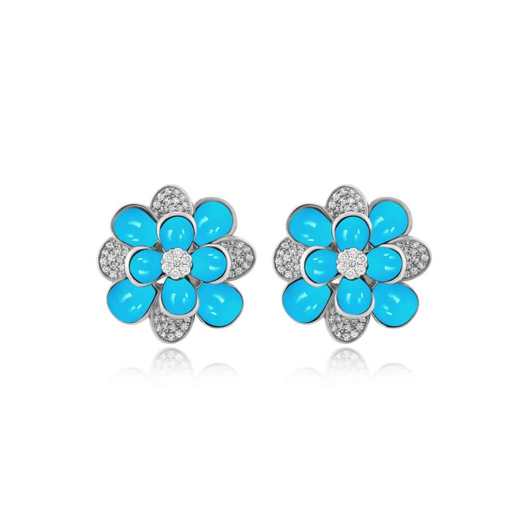 Ronza White Gold Diamond Earrings with Black Onyx