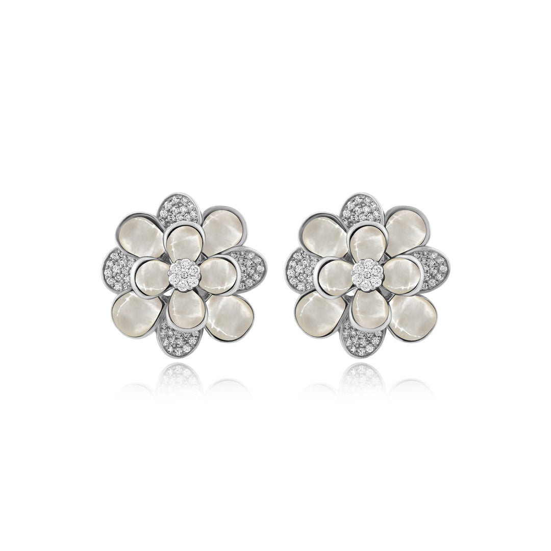 Ronza White Gold Diamond Earrings with Black Onyx