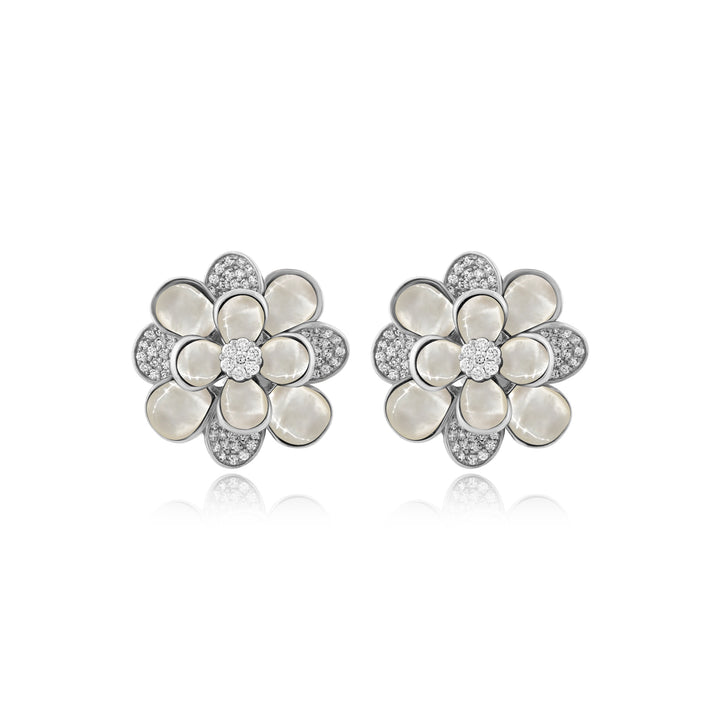 Ronza White Gold Diamond Earrings with Black Onyx