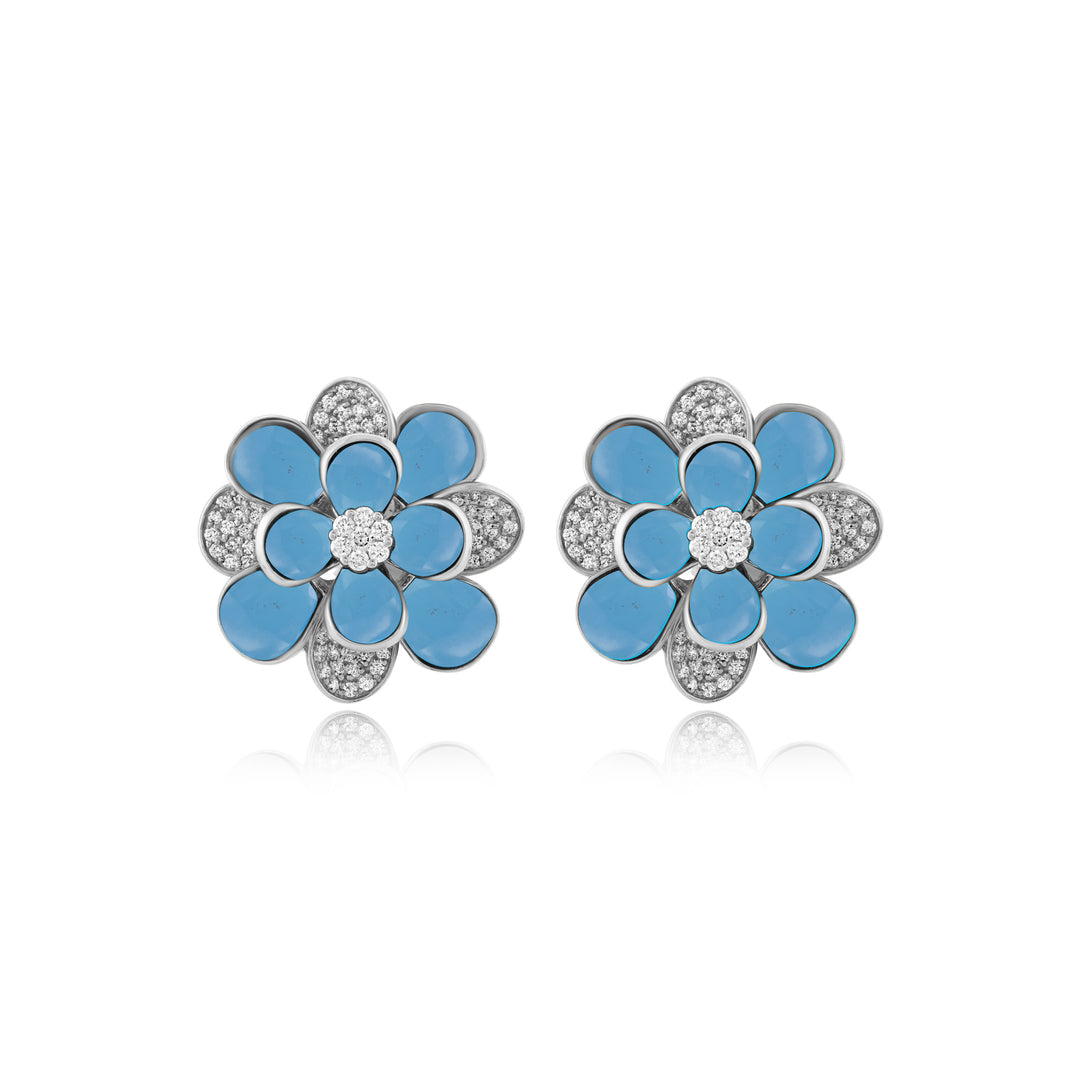 Ronza White Gold Diamond Earrings with Black Onyx