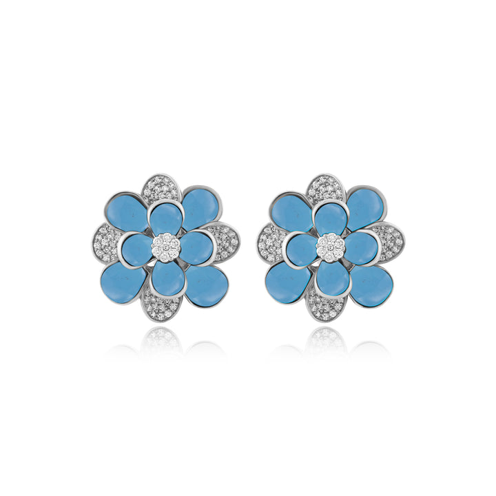 Ronza White Gold Diamond Earrings with Black Onyx