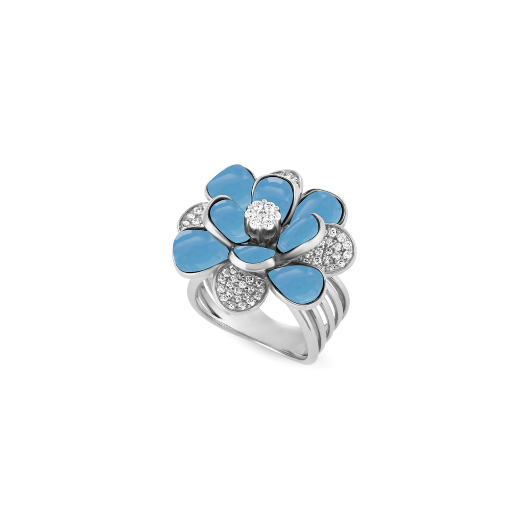 Ronza White Gold Diamond Ring with Black Onyx