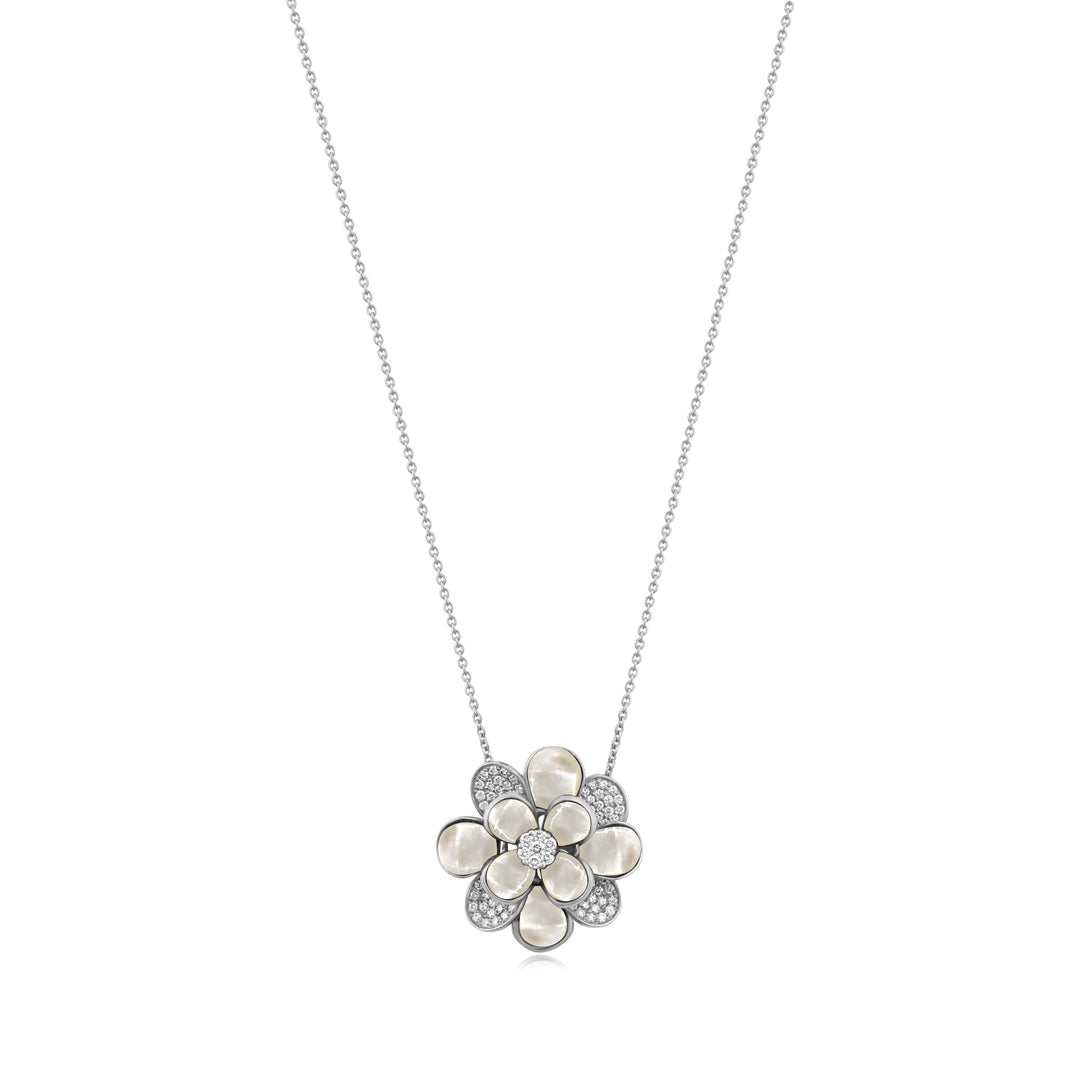 Ronza White Gold Double Circle Diamond Pendant