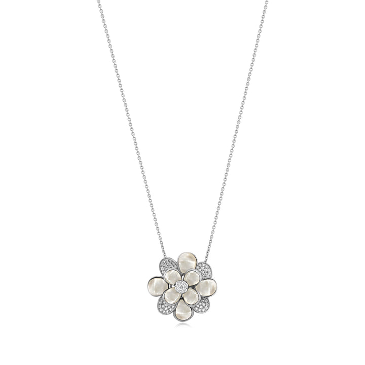 Ronza White Gold Double Circle Diamond Pendant