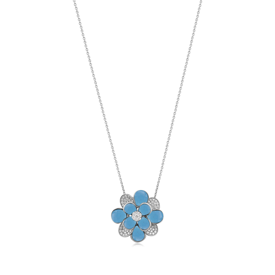 Ronza White Gold Double Circle Diamond Pendant