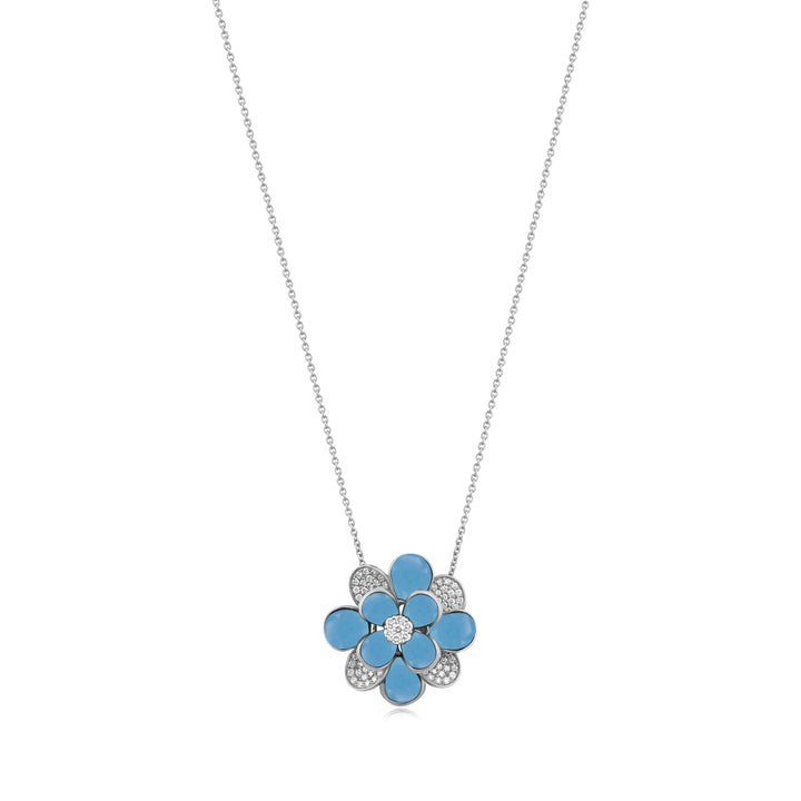Ronza White Gold Double Circle Diamond Pendant