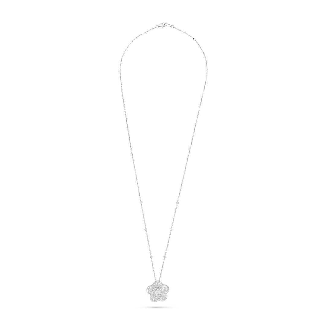 Ronza White Gold Flower Diamond Pendant