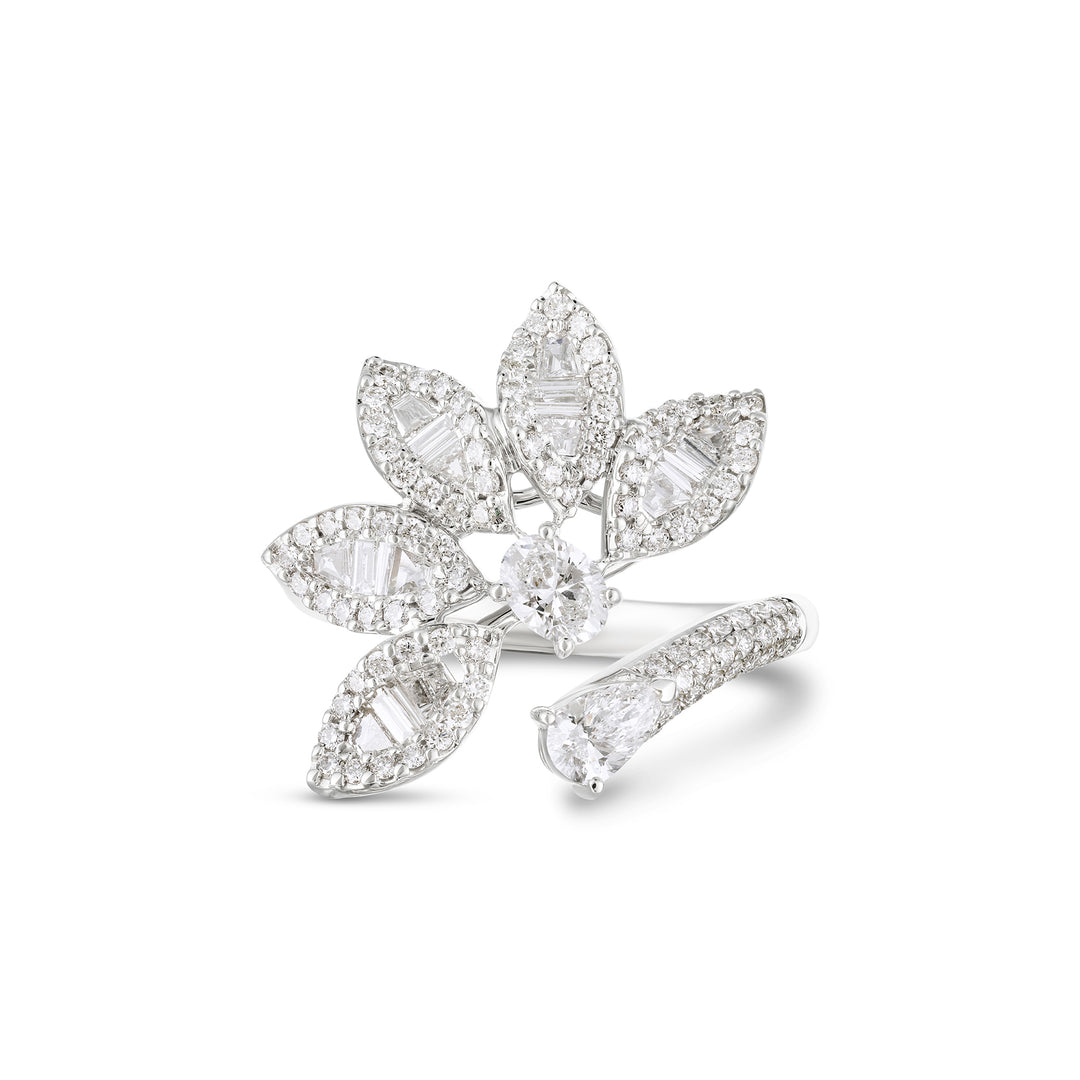 Ronza White Gold Flower Ring With Natural Diamond | Soit Belle Fine Jewellery