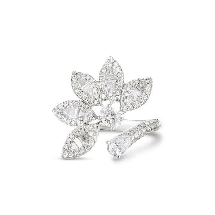 Ronza White Gold Flower Ring With Natural Diamond | Soit Belle Fine Jewellery