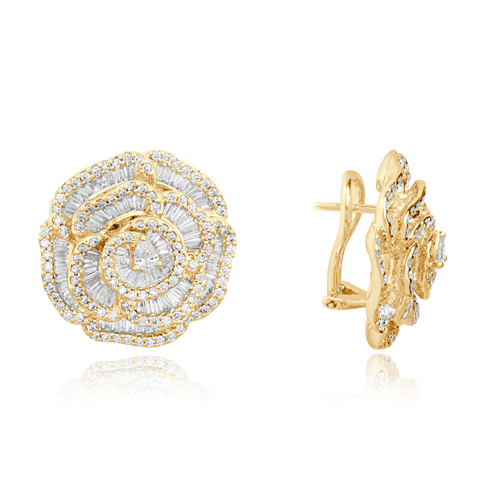 Ronza Yellow Gold Rose Petal Diamond Earrings