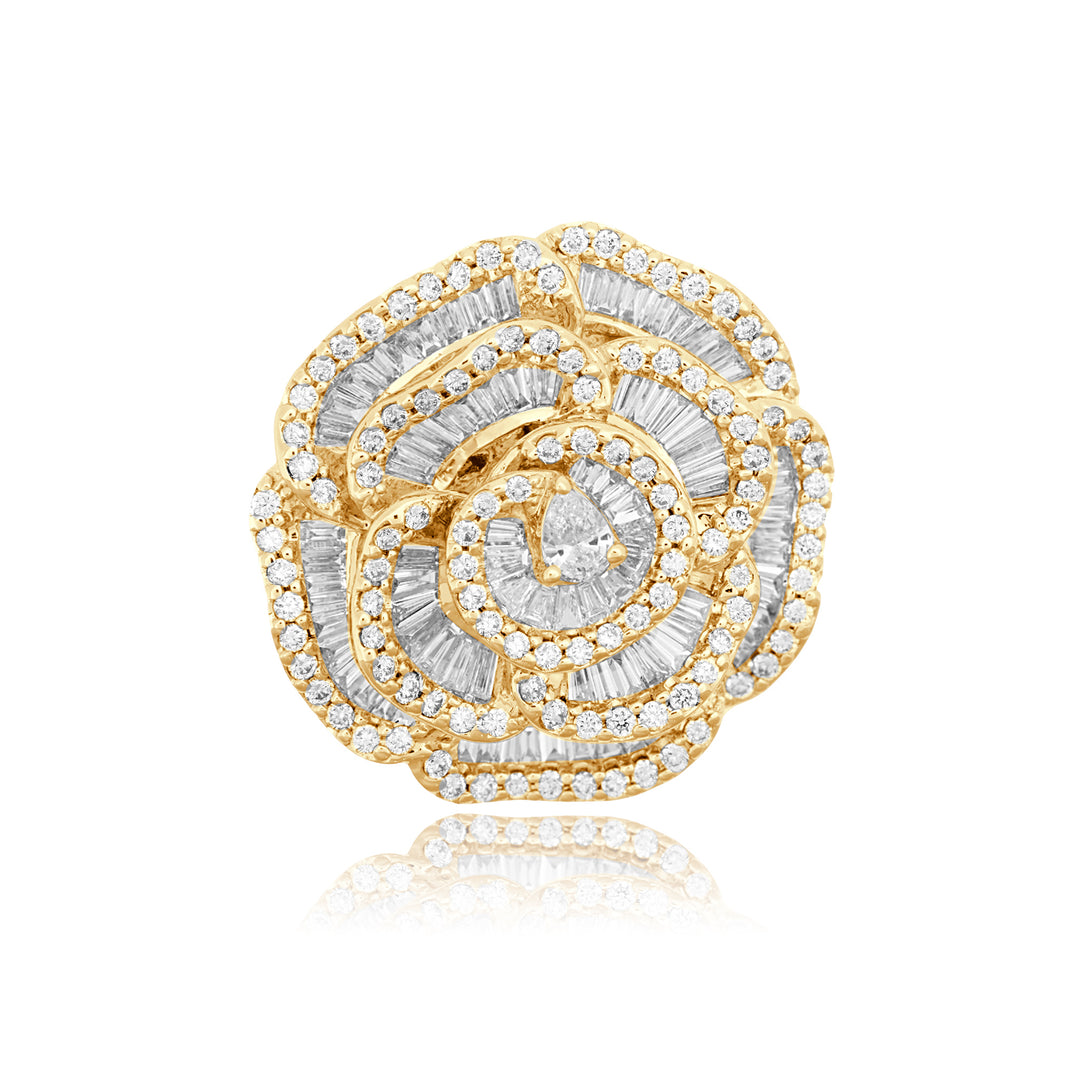 Ronza Yellow Gold Rose Petal Diamond Earrings