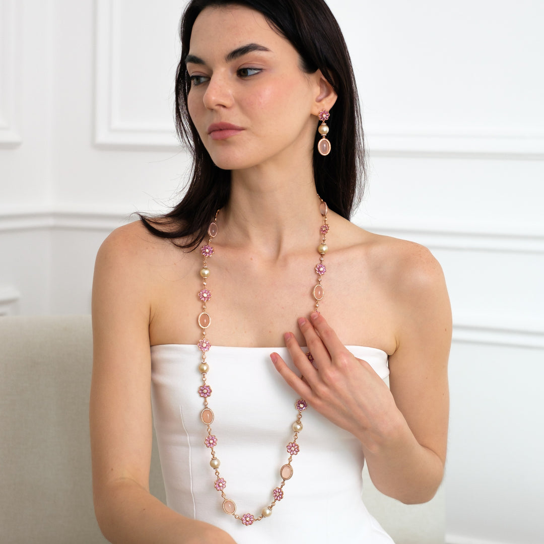 Rose Gold Diamond Set with Natural Sapphire, Pearl and Quartz | Soit Belle
