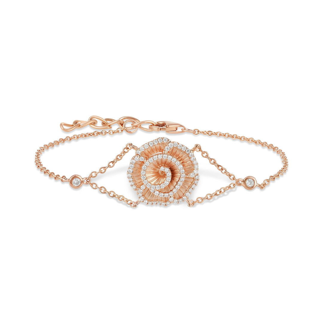 Ronza small Winter Rose bracelet in rose gold with natural diamonds, view 1